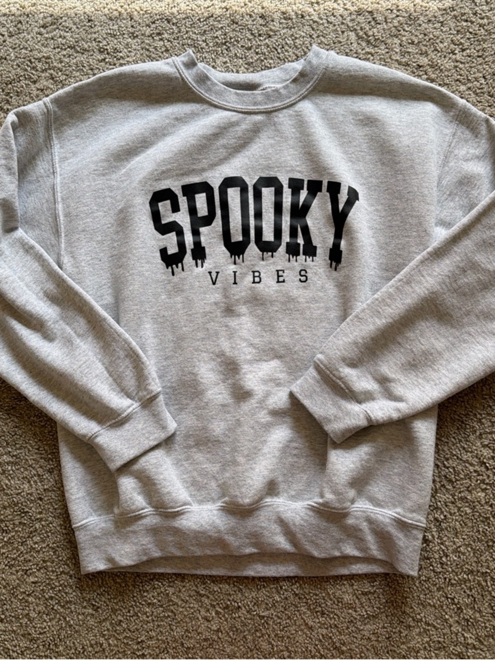 Gildan Gray "Spooky Vibes" Crewneck Sweatshirt